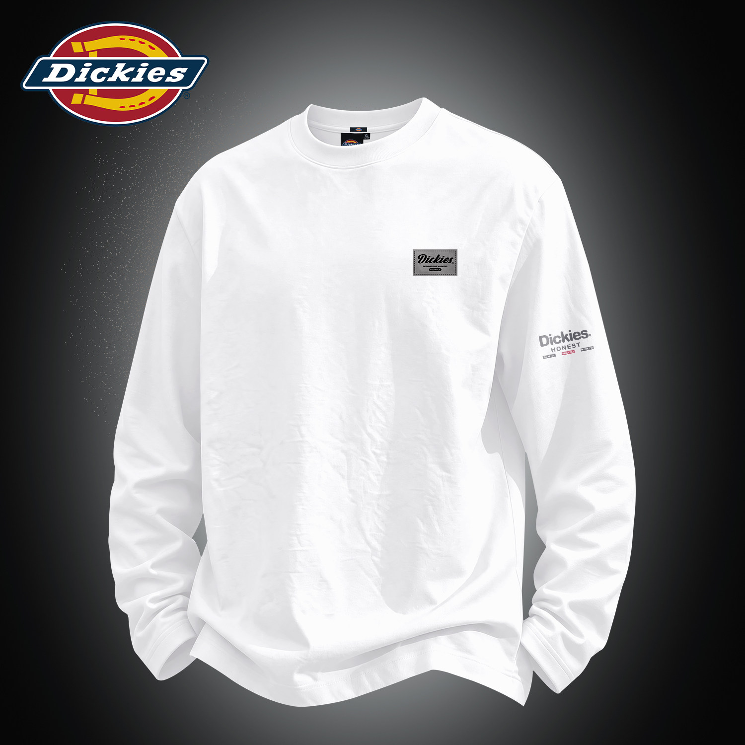 Dickies白色纯棉长袖T恤男青少年2026秋季衣服新款潮牌休闲上衣男