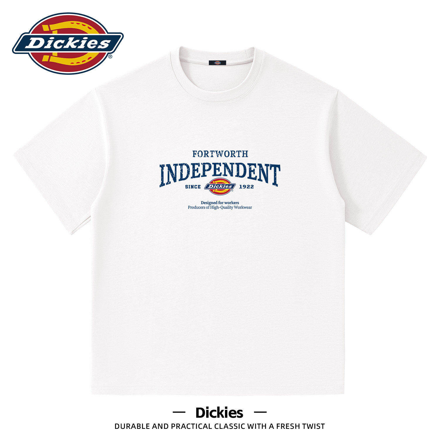 Dickies纯棉短袖T恤男生白色2026夏季新款百搭青少年休闲半袖男款