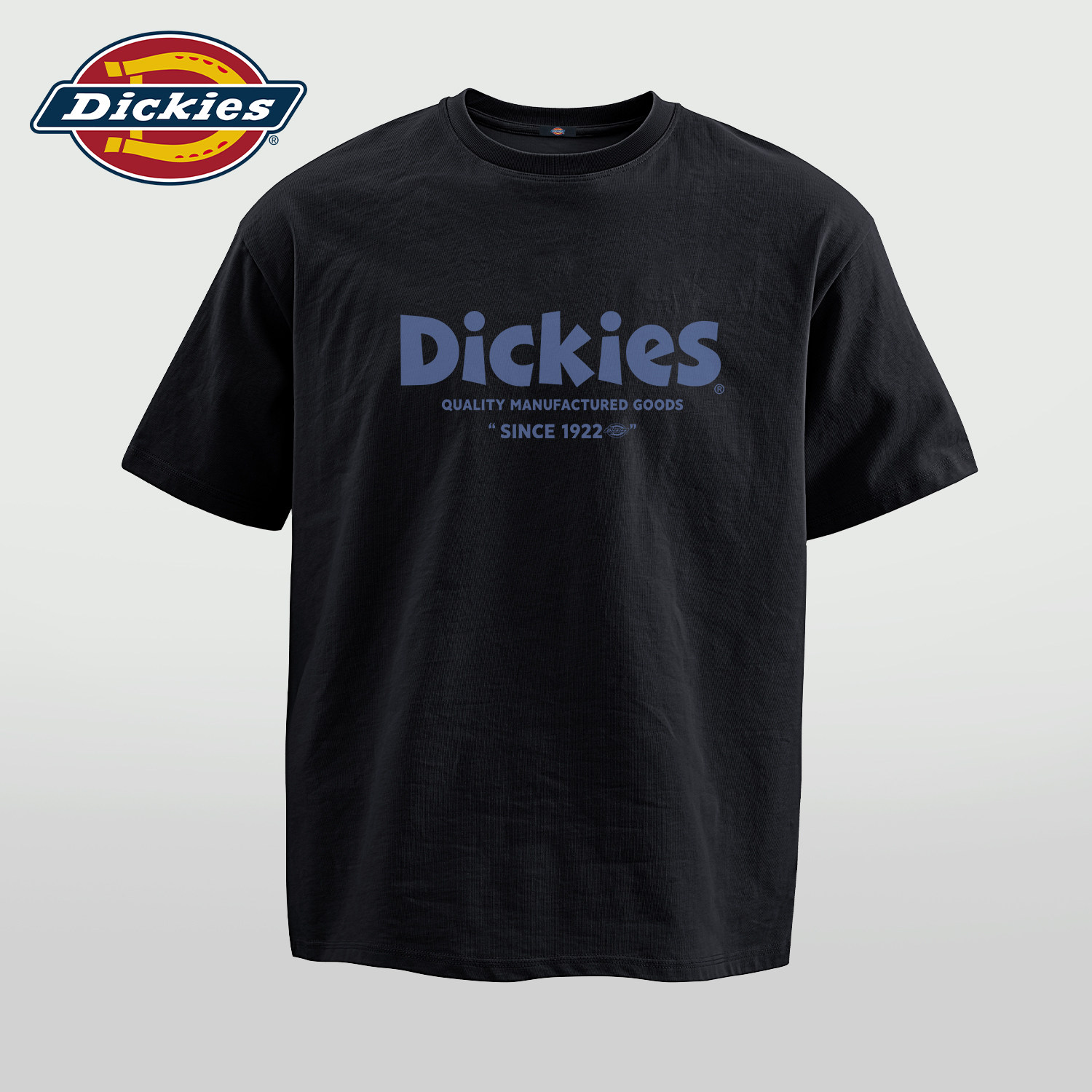 Dickies黑色重磅纯棉短袖T恤男士简约休闲宽松上衣大码时尚半袖男