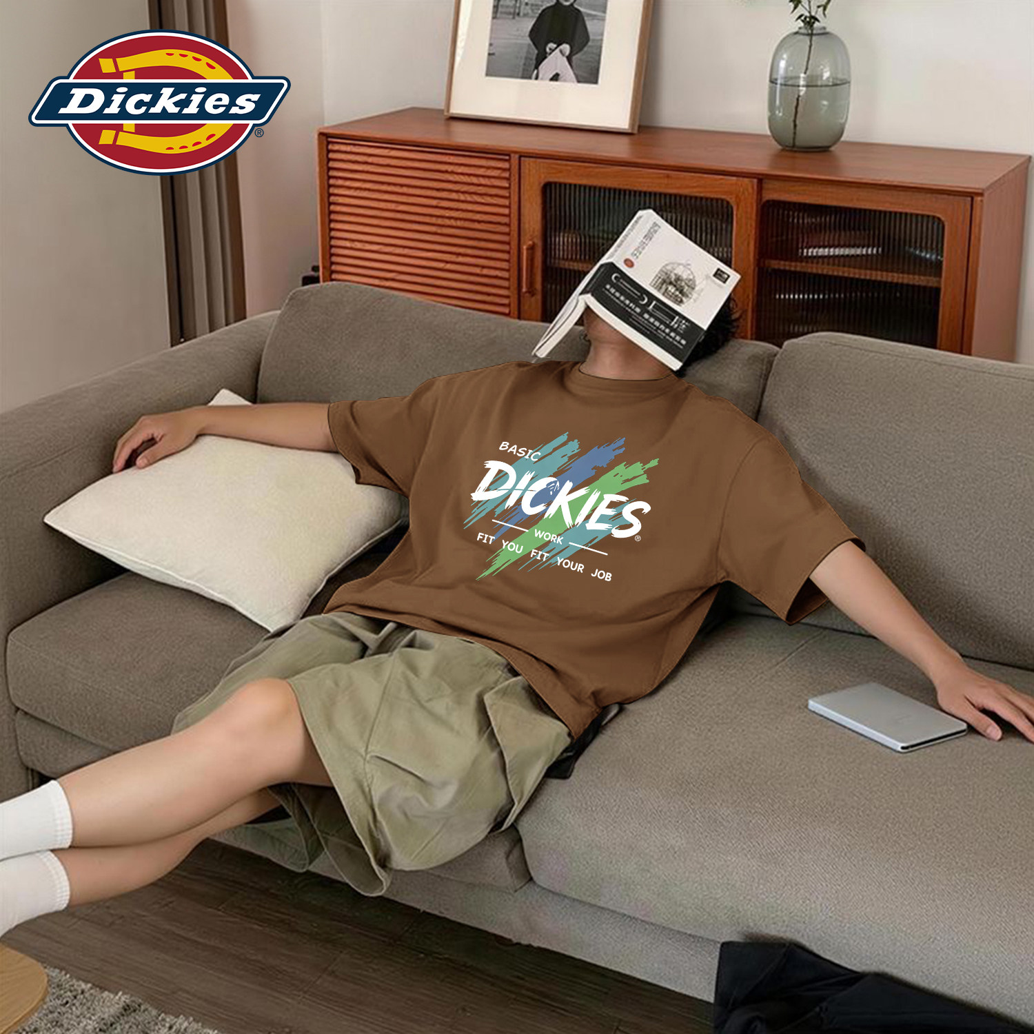 Dickies纯棉短袖T恤男款青少年宽松圆领印花透气吸汗上衣夏季男装
