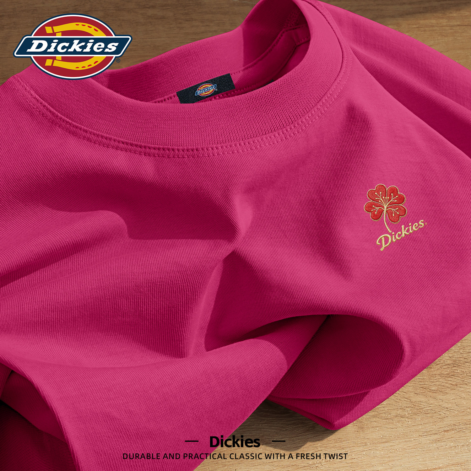 Dickies纯棉短袖T恤男青少年潮流印花宽松圆领重磅衣服男生夏上衣