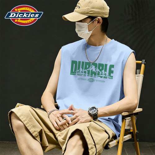 Dickies潮流印花背心男夏季宽松纯棉无袖运动上衣百搭男生t恤上衣
