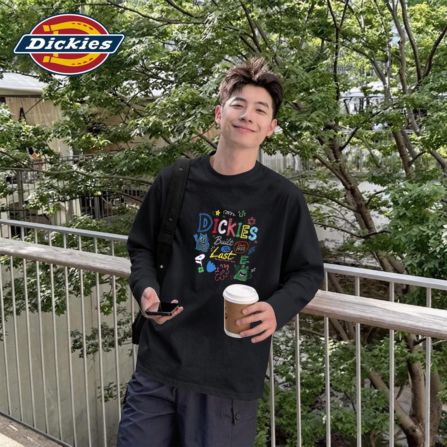Dickies美长袖T恤男宽松纯棉休闲上衣式涂鸦街头风印花衣服秋季男