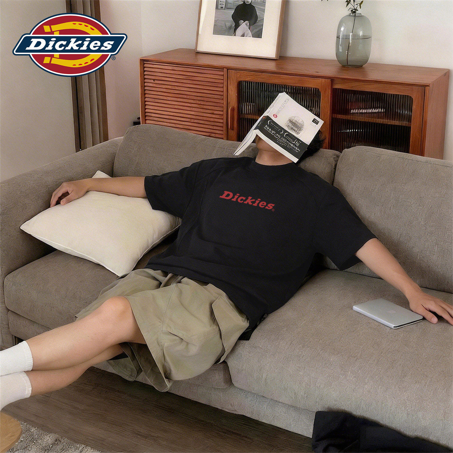 Dickies拼接解构款短袖T恤男款黑色百搭潮流2026新款青少年半袖男