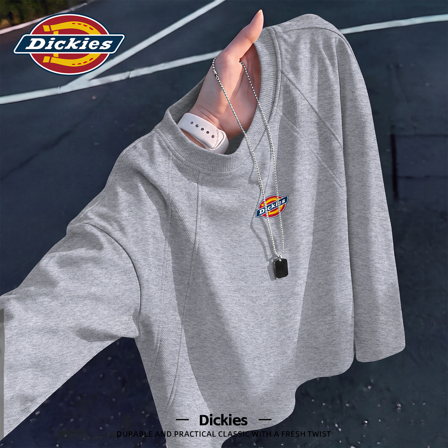 Dickies插肩长袖T恤男2026秋季新款美式复古印花宽松百搭休闲上衣