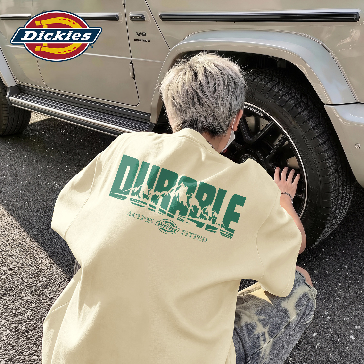 Dickies纯棉短袖T恤男款美式重磅宽松大码上衣男士五分袖休闲衣服