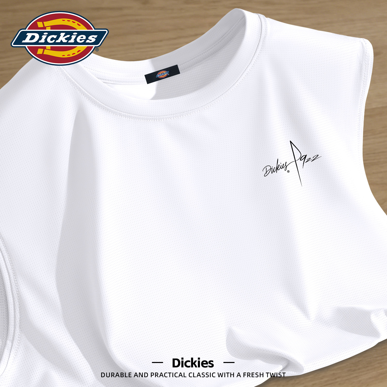 Dickies冰丝背心男白色印花流行上衣2026新款夏季运动透气无袖T恤