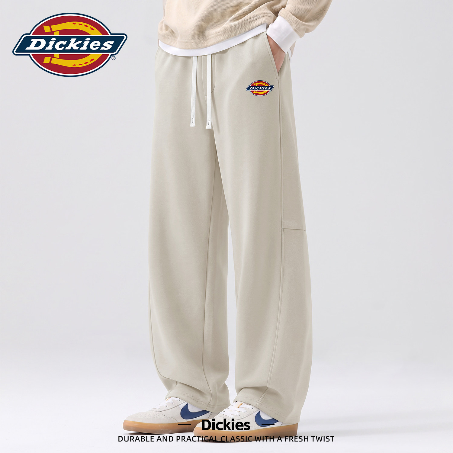 Dickies重磅美式休闲弯刀阔腿裤男款秋季新款直筒运动秋装长裤男