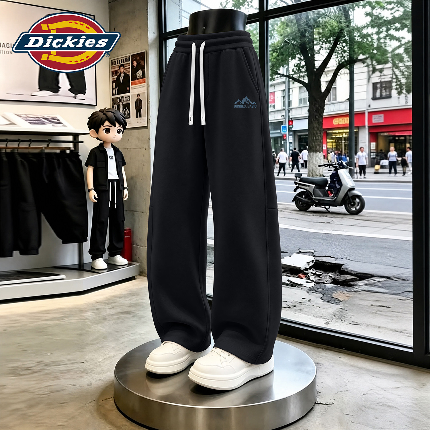 Dickies休闲裤男黑色2026秋季新款宽松男裤百搭运动长裤弯刀裤男
