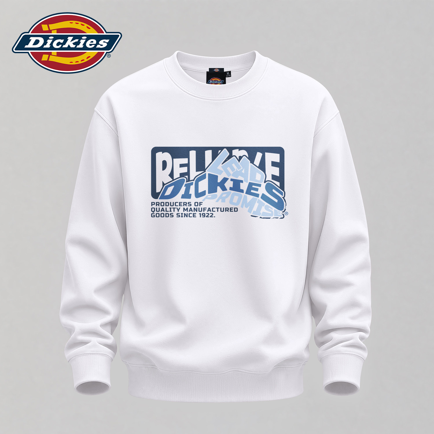 Dickies白色美式潮牌圆领卫衣男2026新款宽松套头衫男士长袖上衣