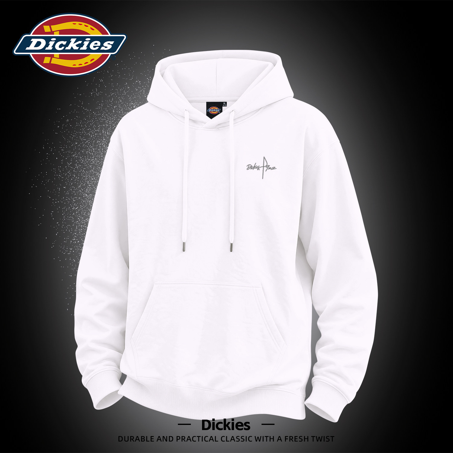 Dickies白色潮牌连帽卫衣外套男秋季情侣设计感美式宽松休闲帽衫