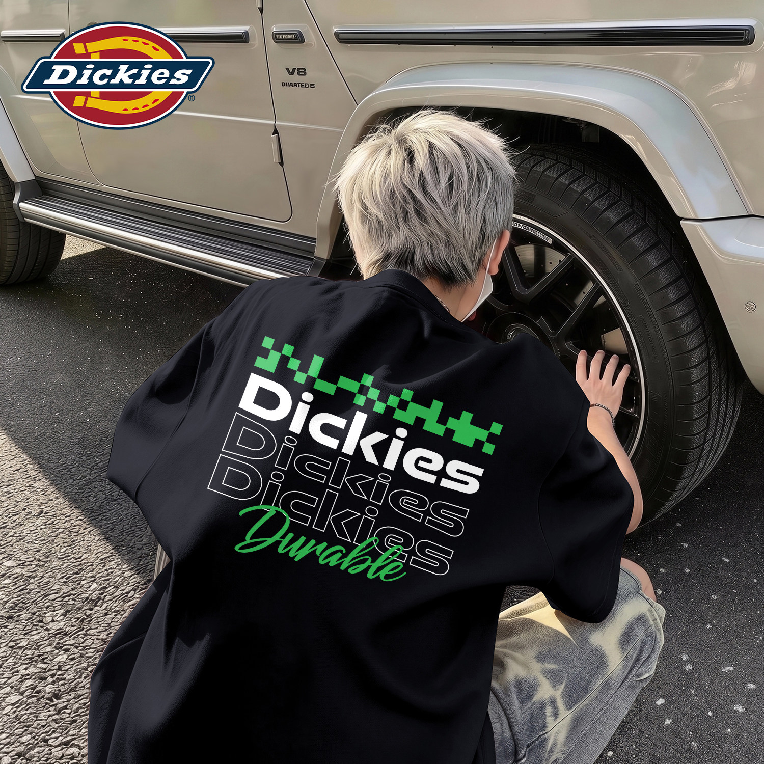 Dickies潮流短袖T恤男夏季美式字母印花宽松半袖休闲打底黑色上衣