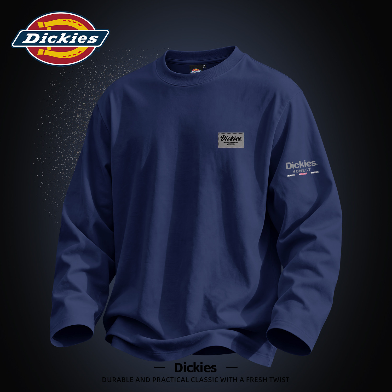 Dickies美式潮牌纯棉长袖T恤男款早秋宽松舒适休闲圆领高级感上衣