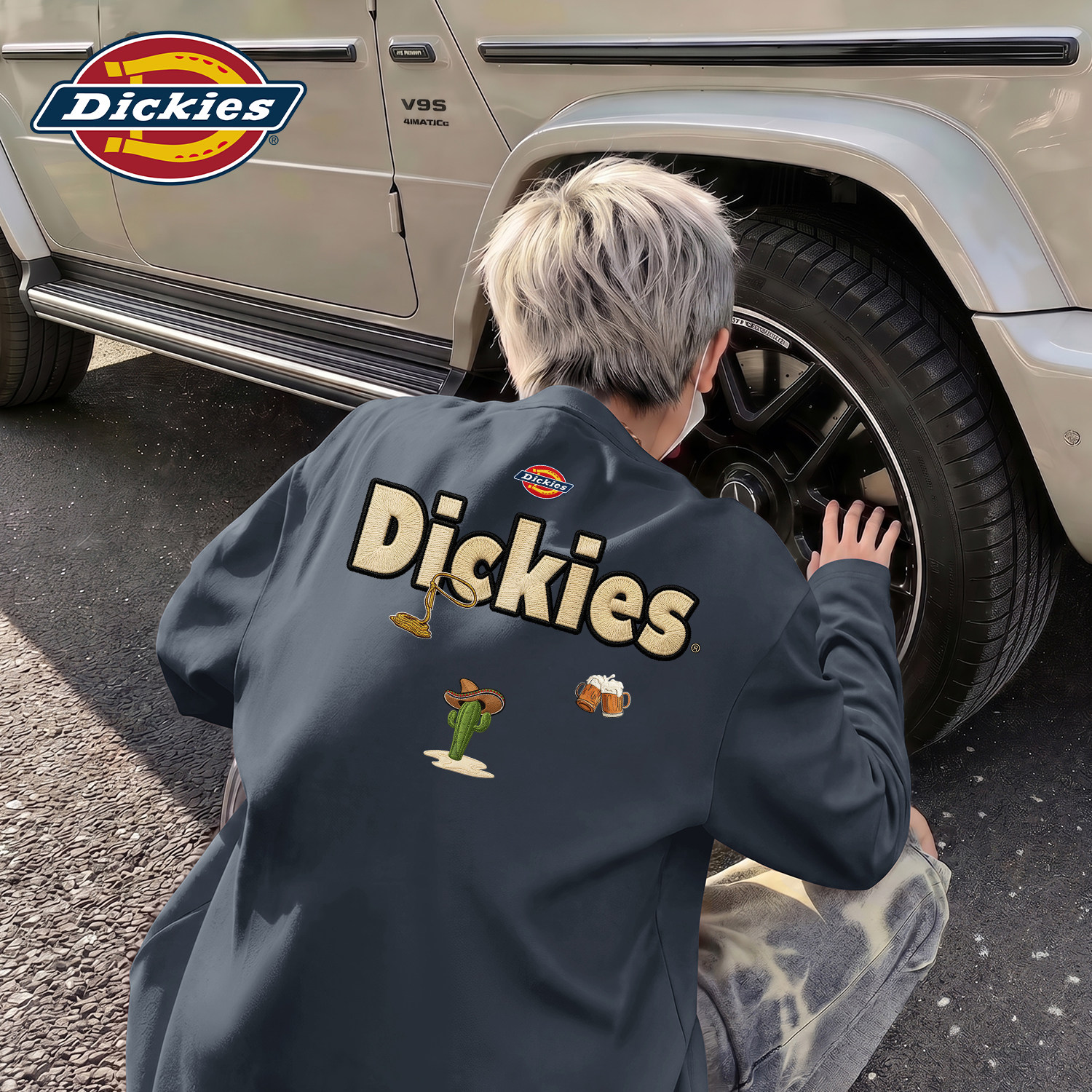 Dickies潮牌重磅纯棉长袖T恤男秋季宽松大码休闲百搭圆领印花上衣