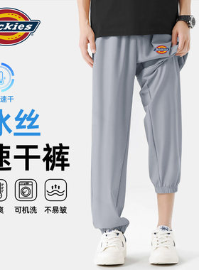 Dickies灰色速干休闲裤子男款2026新款夏季青少年冰丝凉感长裤男