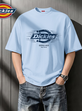 Dickies短袖T恤男夏季宽松纯棉蓝色学生五分袖男夏装打底衫半袖男