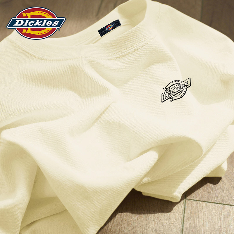 Dickies米白色短袖T恤男夏季新款学生半袖衣服LOGO印花休闲上衣男