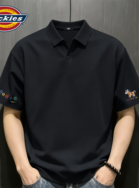 Dickies男士短袖POLO衫夏季冰感凉快透气衬衣翻领黑色休闲上衣男T