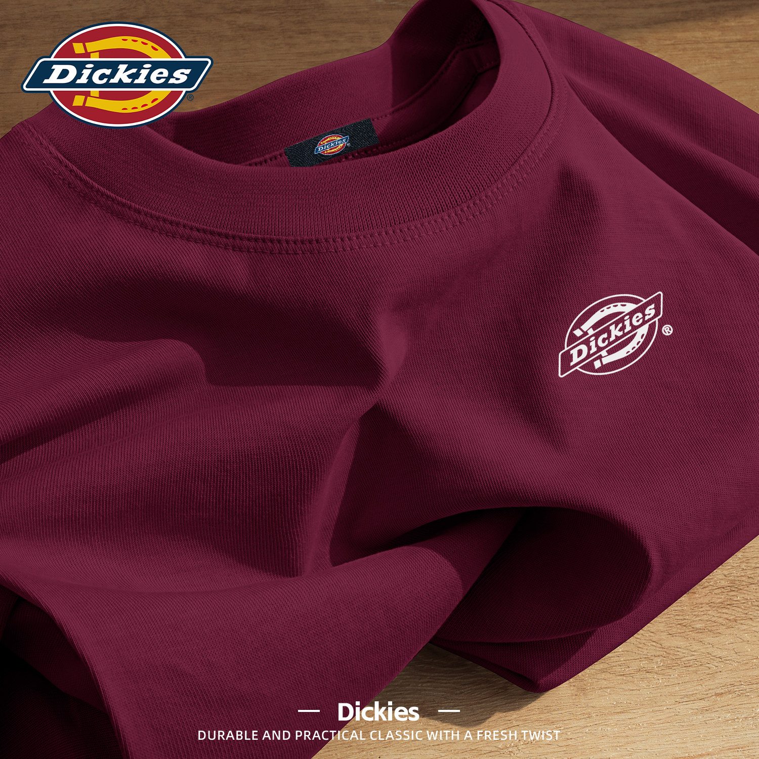 Dickies男士纯棉短袖宽松休闲圆领T恤青少年印花潮牌美式打底上衣