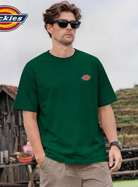 Dickies短袖T恤男墨绿色纯棉美式重磅上衣青少年夏季衣服男半袖潮