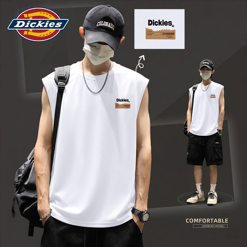 Dickies冰丝速干背心男款夏薄款宽松网眼透气运动上衣套头印花T恤