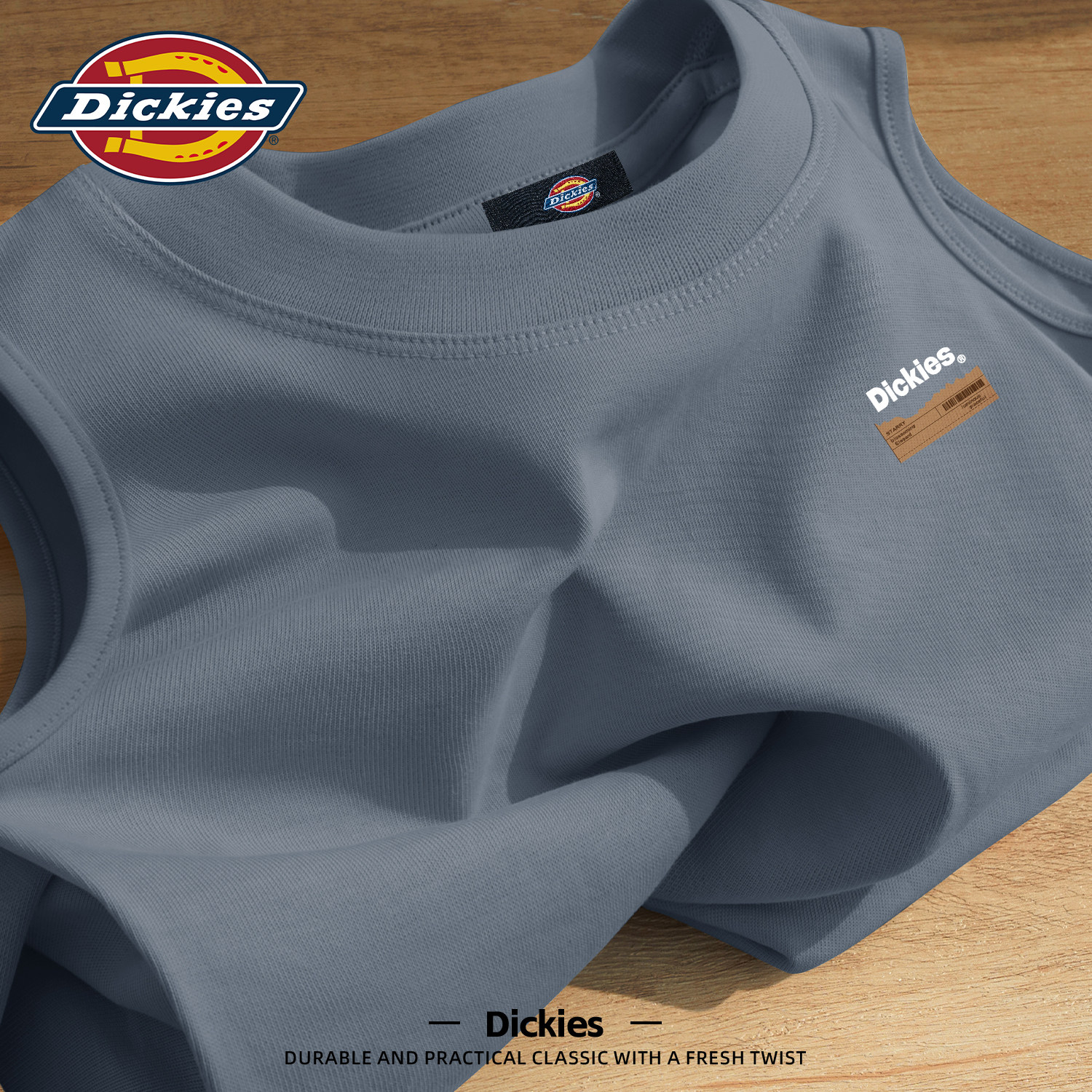 Dickies纯棉背心男款夏宽松百搭潮流印花无袖T恤圆领打底运动上衣图片