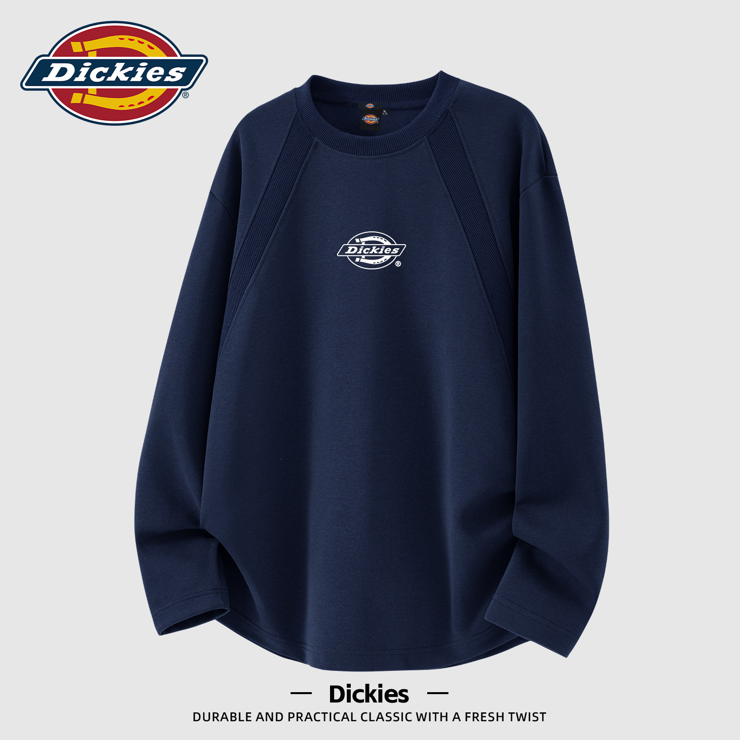 Dickies潮牌字母印花插肩长袖T恤男士2026秋季新款重磅男款衣服潮
