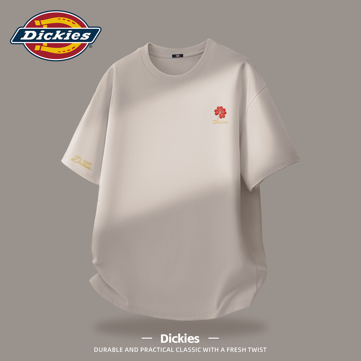 Dickies短袖T恤男款青少年夏季纯棉重磅设计感印花上衣男简约半袖图片
