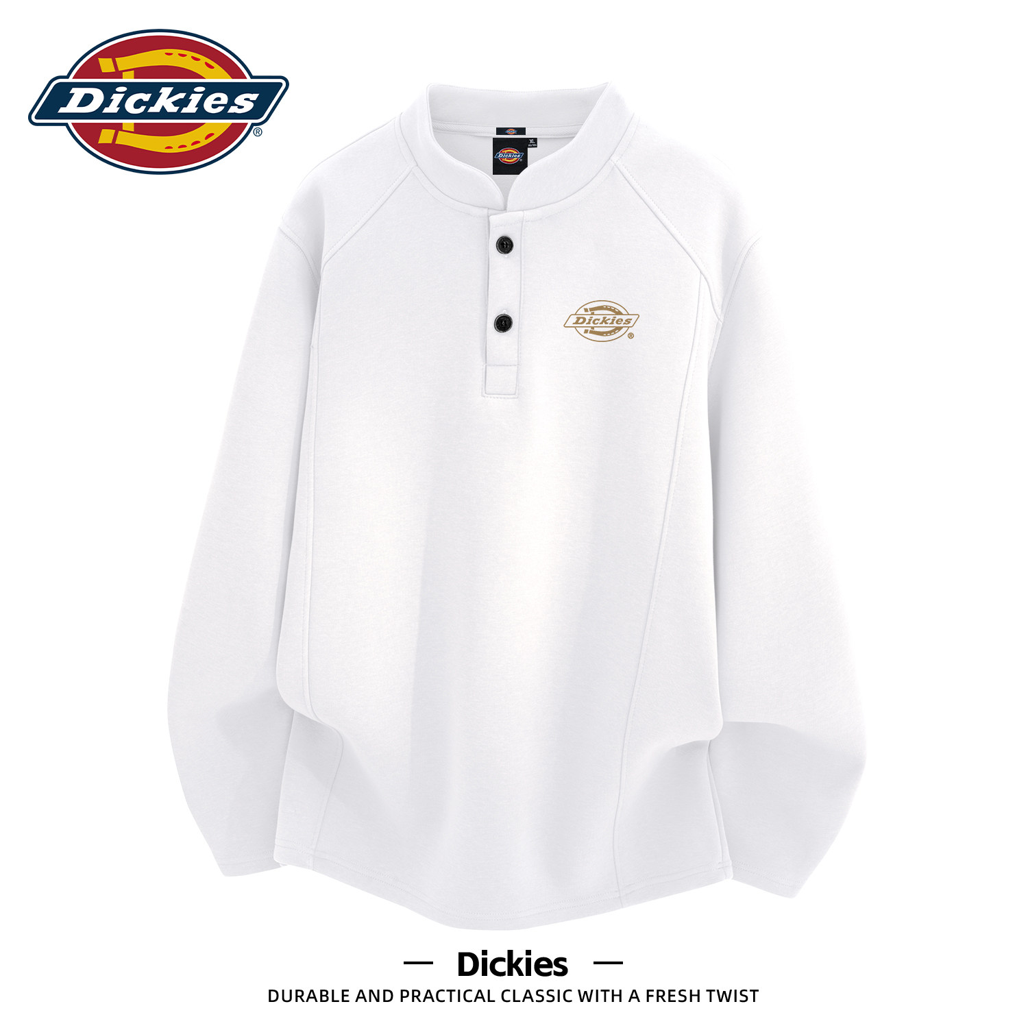 Dickies白色亨利领卫衣男2026秋季新款美式潮牌休闲宽松大码上衣