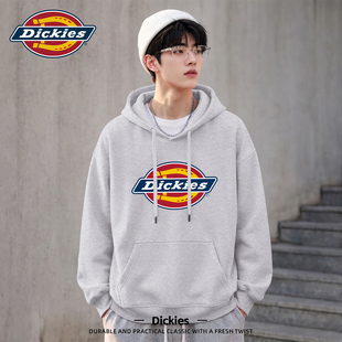Dickies迪克斯logo印花连帽卫衣男秋季2026新款灰色重磅上衣服男
