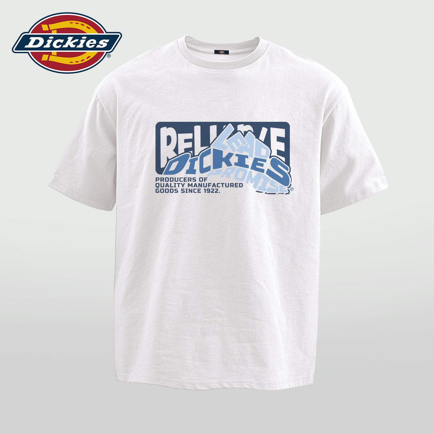 Dickies白色纯棉短袖T恤男款重磅夏季潮牌字母印花宽松圆领上衣男
