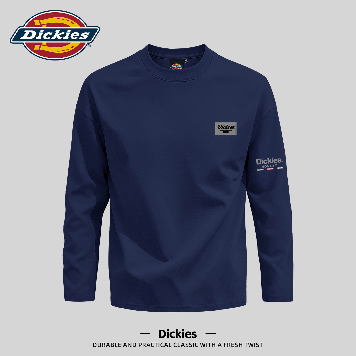 Dickies美式潮牌长袖T恤男早秋设计感宽松舒适纯棉休闲百搭打底衫