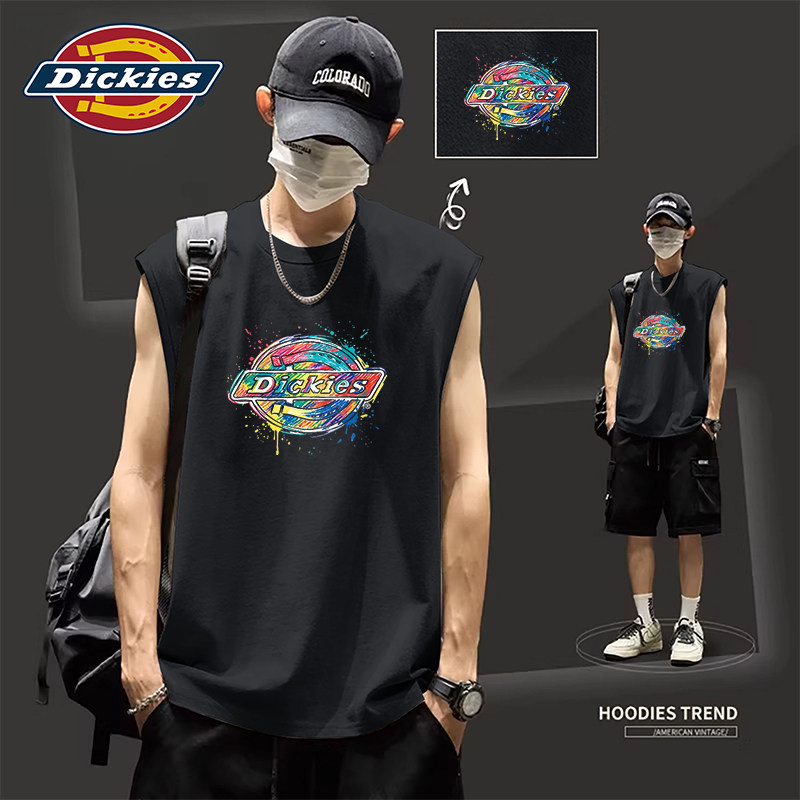 Dickies男士纯棉背心夏宽松透气运动上衣坎肩潮流印花百搭打底T恤