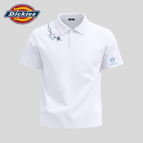 Dickies华夫格冰丝男士POLO衫夏季翻领短袖上衣印花商务百搭T恤男