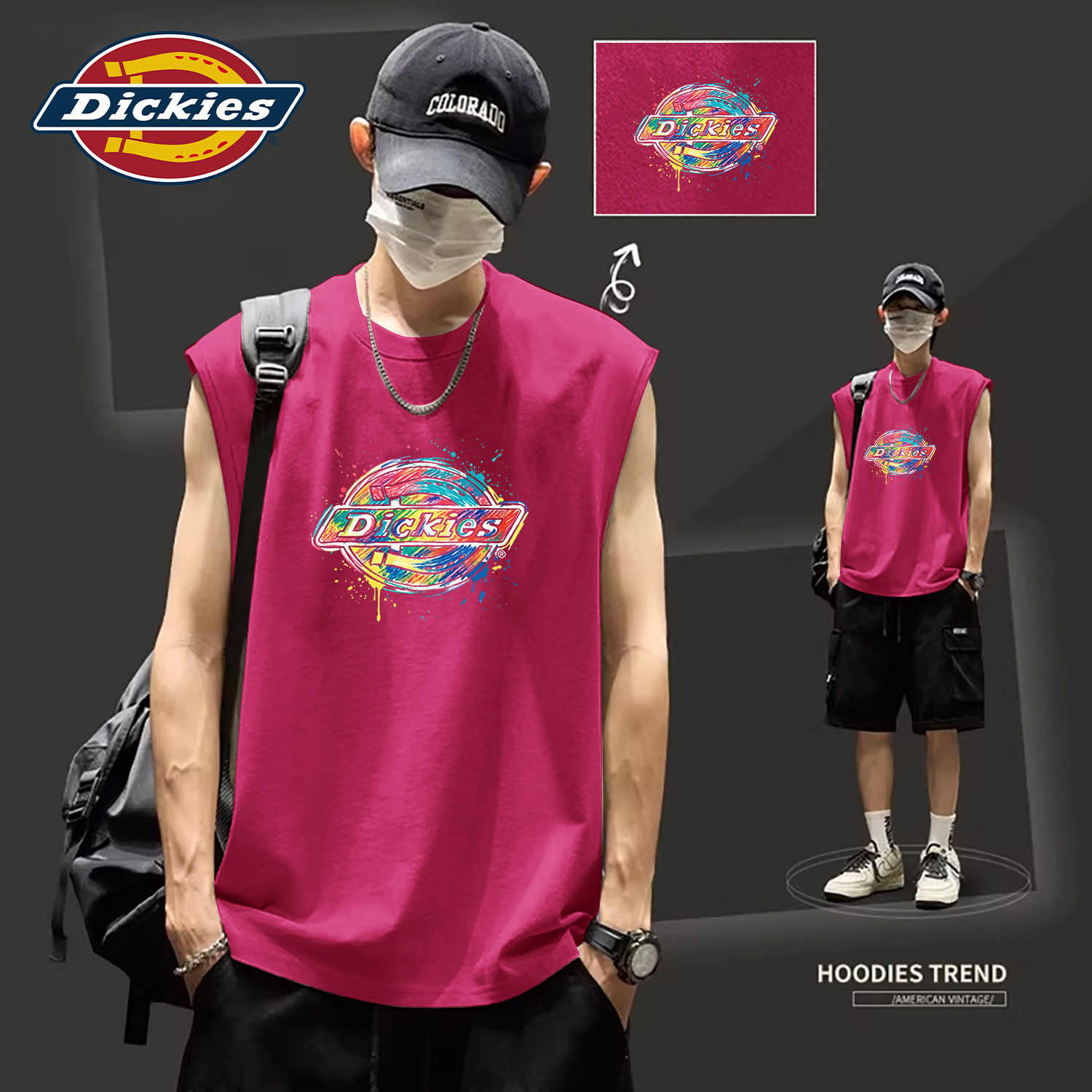 Dickies美式无袖背心男潮流印花圆领T恤2026新款吸汗透气运动上衣