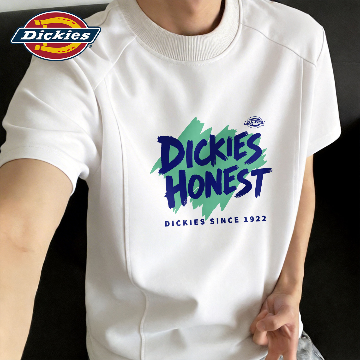 Dickies短袖T恤男白色2026夏季新款印花上衣休闲宽松结构体恤衫男