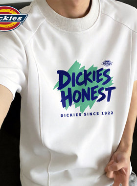 Dickies短袖T恤男白色2026夏季新款印花上衣休闲宽松结构体恤衫男