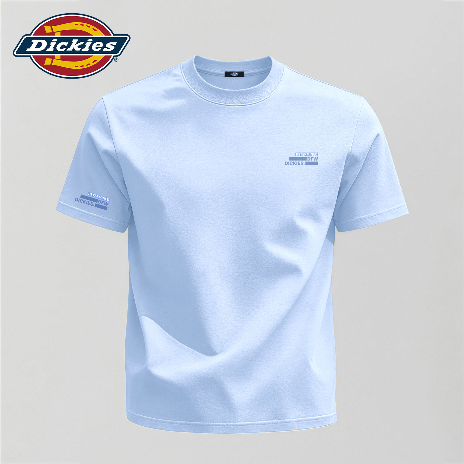 Dickies冰川蓝短袖T恤男款重磅宽松圆领纯棉上衣青少学生夏季衣服