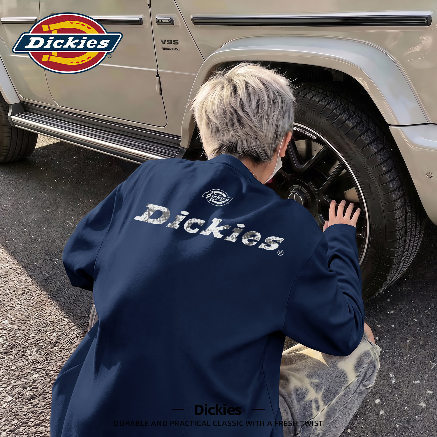 Dickies美式休闲风长袖T恤男款秋季宽松圆领套头潮牌印花纯棉上衣