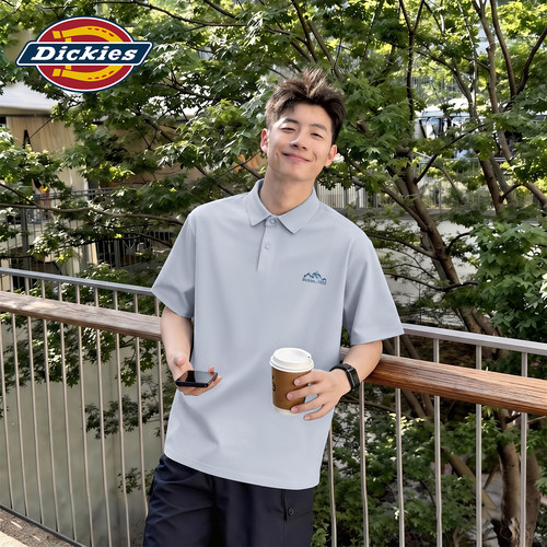 Dickies男士高级短袖POLO衫中老年爸爸装夏季冰丝t恤商务休闲上衣
