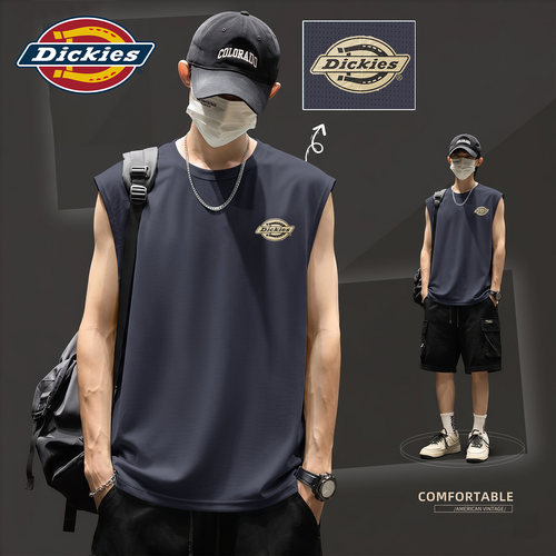 Dickies冰丝速干背心男夏季透气套头运动上衣网眼透气运动服无袖T