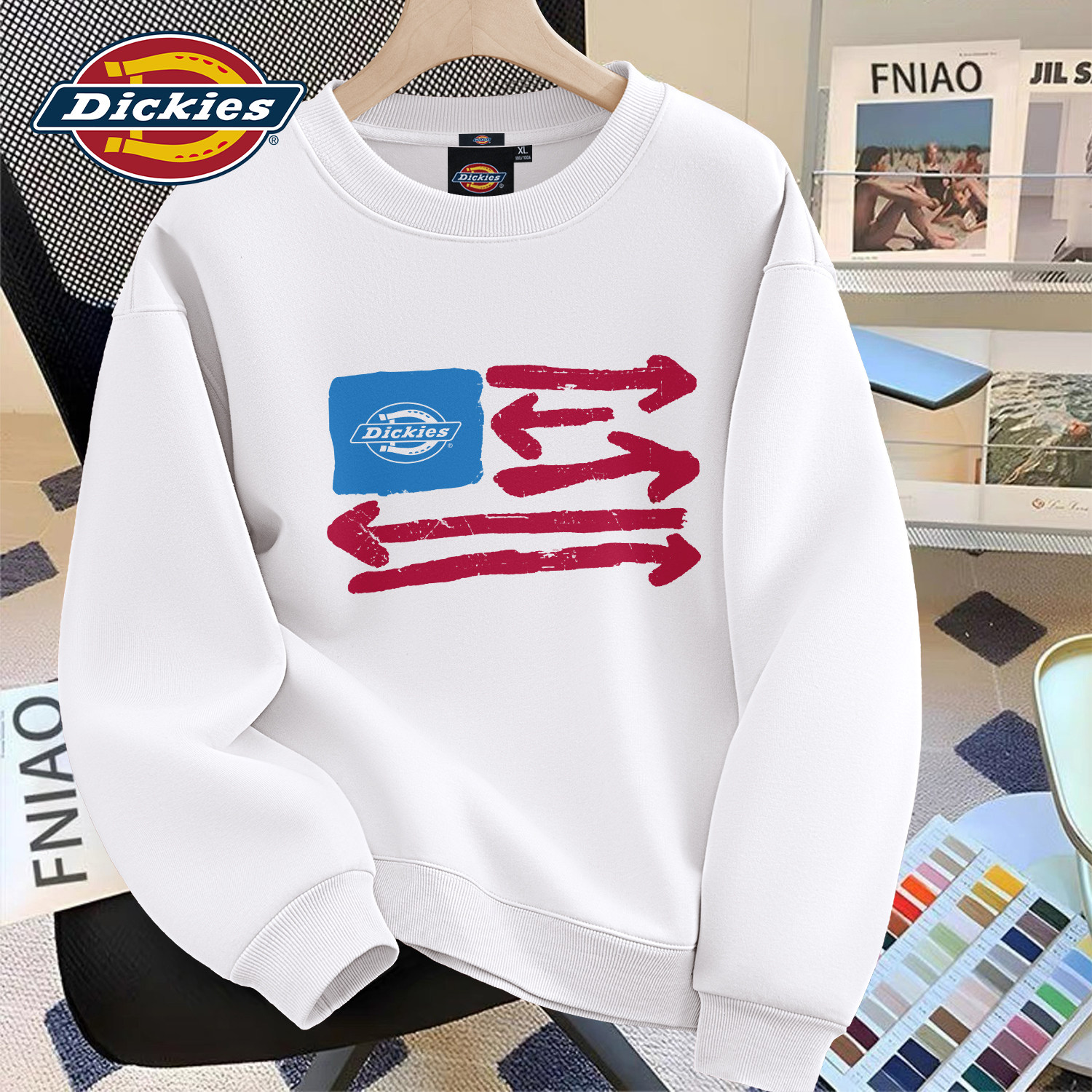 Dickies美式重磅卫衣男白色2026秋季新款衣服男帅气青少年男上衣