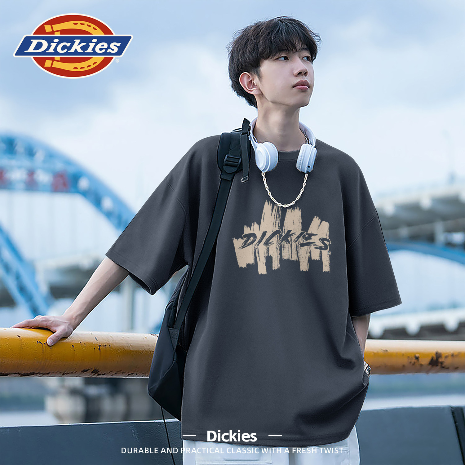 Dickies男生短袖t恤夏季大码宽松时尚纯棉青少年上衣男新款半袖男