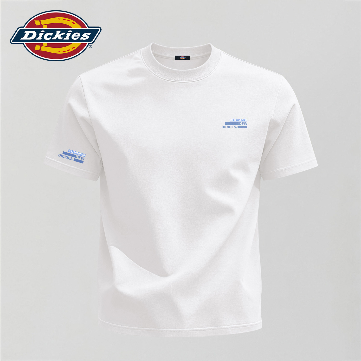 Dickies白色大码短袖T恤男士夏款宽松2026新款纯棉重磅五分袖上衣