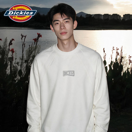 Dickies长袖T恤男款白色插肩解构上衣2026秋季新款运动休闲衣服男