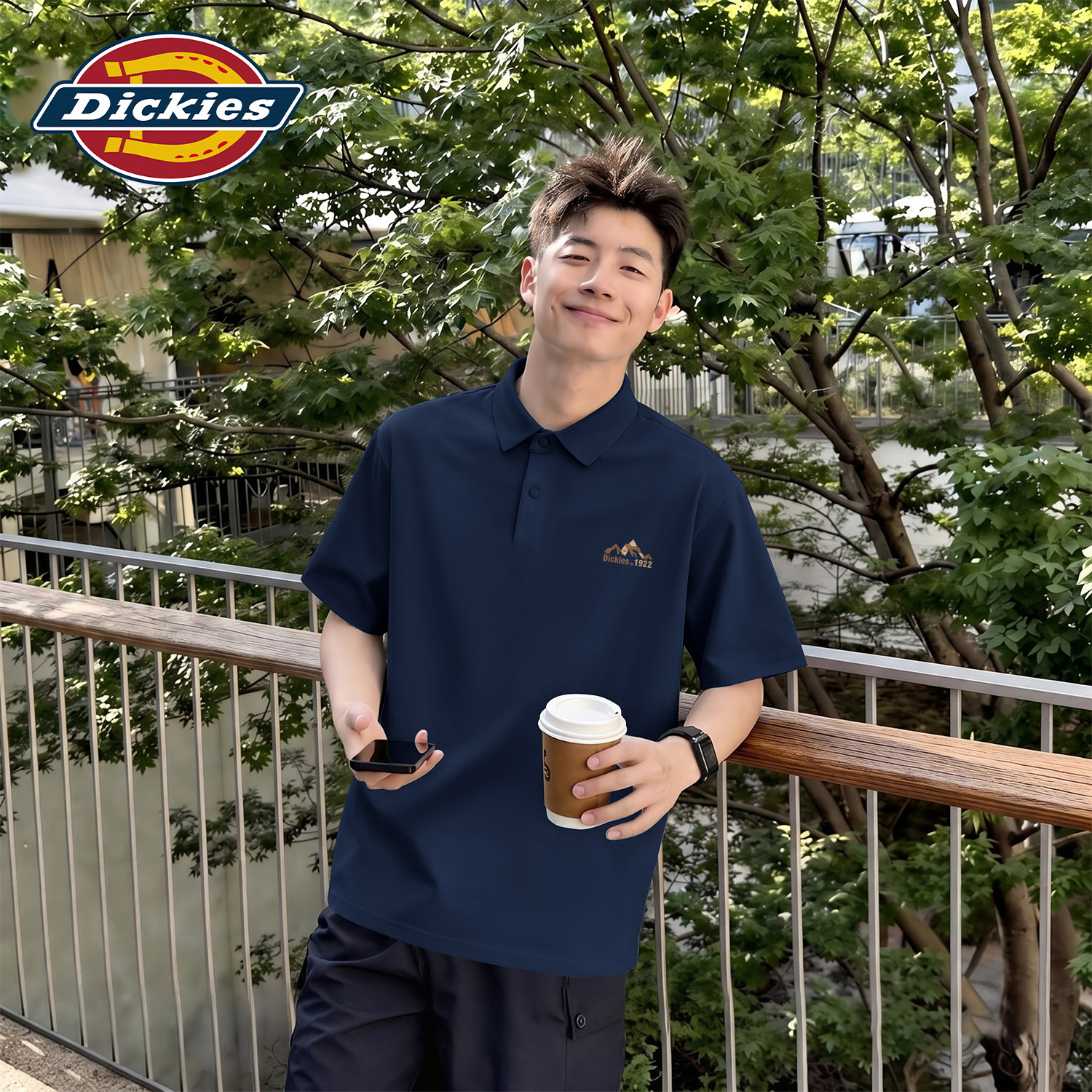 Dickies男士短袖POLO衫中老年爸爸款休闲商务上衣夏季薄款冰丝T恤