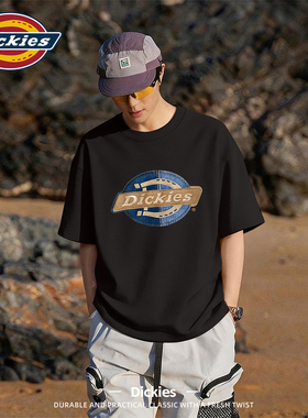 Dickies短袖T恤男款青少年黑色上衣纯棉重磅夏季2026新款半袖衣服