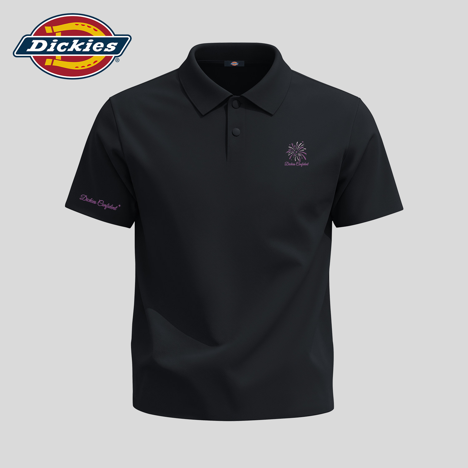 Dickies男士冰感短袖POLO衫夏季黑色百搭男款翻领印花休闲上衣t恤