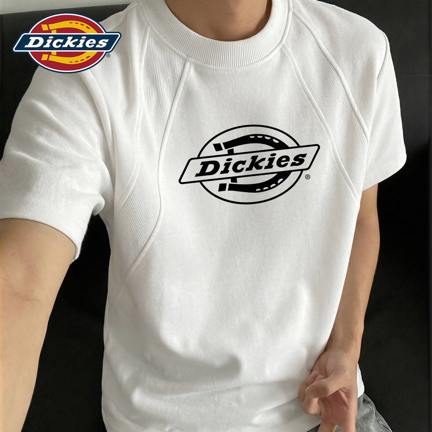 Dickies解构款短袖T恤白色男款2026夏季新款印花上衣潮流正肩体恤