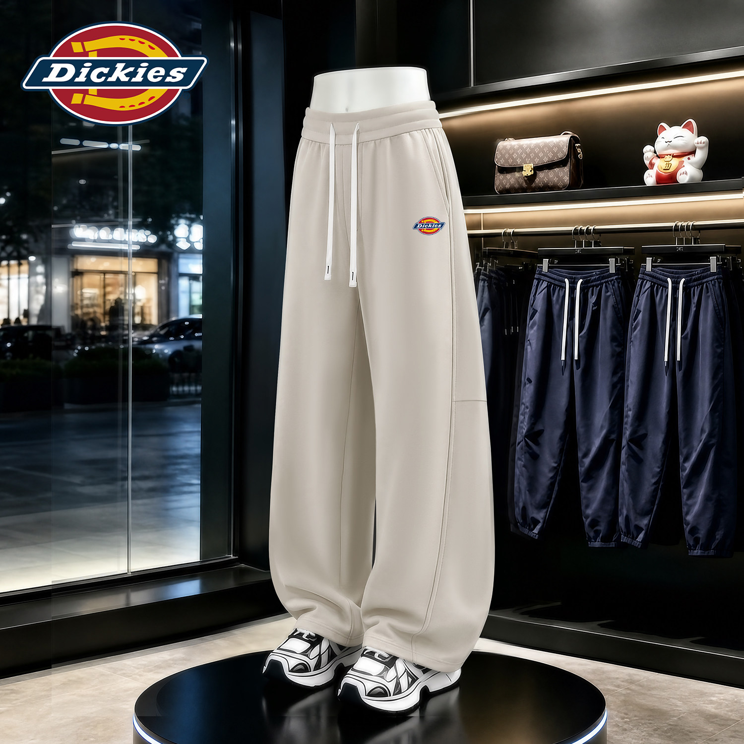 Dickies美式潮流弯刀裤男款秋季宽松百搭运动休闲裤直筒阔腿长裤